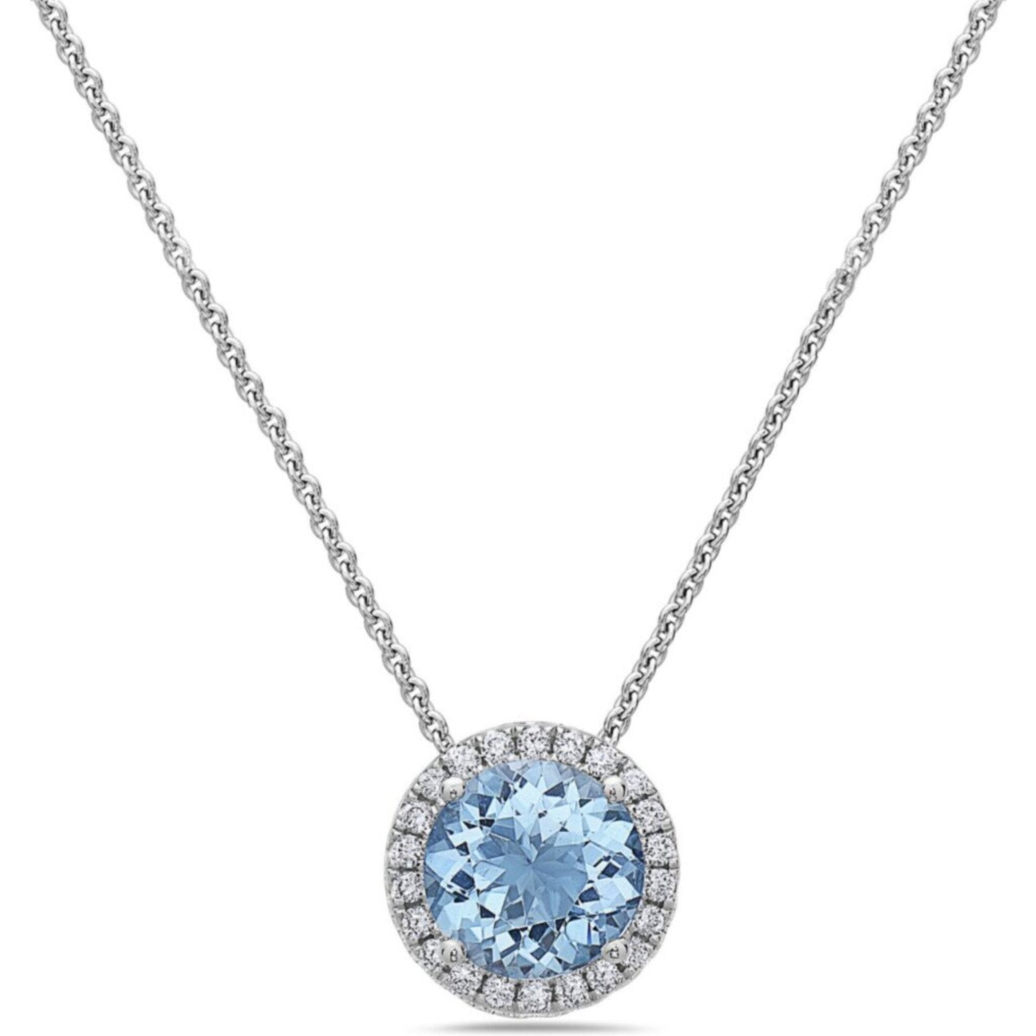 Aquamarine Gemstones by The Yard Station Necklace 14k W. Gold 1.25ct - IN239